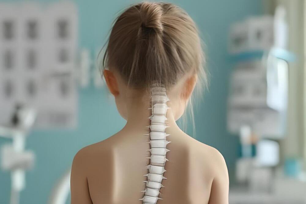 nino con columna escolar para diagnostico ortopedico